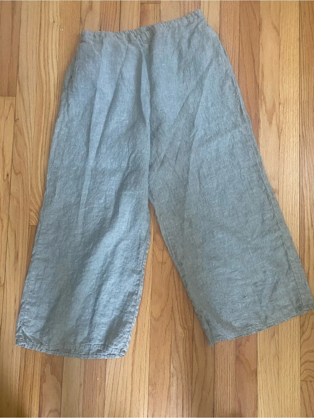 Flax Linen Culottes Pant Size Small Light Olive